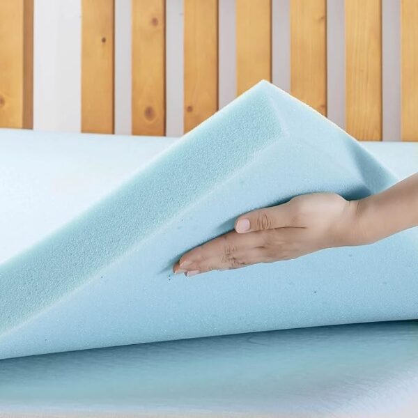Best Price Mattress 3 Inch Ventilated Memory Foam Mattress Topper, Cooling Gel Infusion, CertiPUR-US Certified, Queen Blue - Image 3