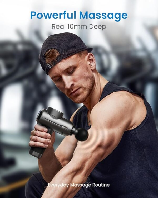RENPHO Massage Gun Deep Tissue Portable Percussion Massager for Back and Neck, Valentines Day Gifts for Him Her, Gift for Men and Women, Handheld Device with Carry Case, Active - Image 3