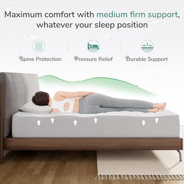 Novilla King Mattress, 12 Inch King Size Memory Foam Mattress with Comfort Foam for Pressure Relief & Cool Fresh Sleep,Removable Washable Mattress Cover,Memory Foam Mattress King - Image 2
