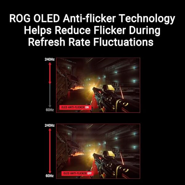 ASUS ROG Swift 32” 4K OLED Gaming Monitor (PG32UCDP) - WOLED, Dual Mode (4K 240Hz, FHD 480Hz), 0.03ms, G-SYNC Compatible, Custom Heatsink, AI Gaming, 99% DCI-P3,True 10-bit, USB-C 90W, 3yr Warranty - Image 2