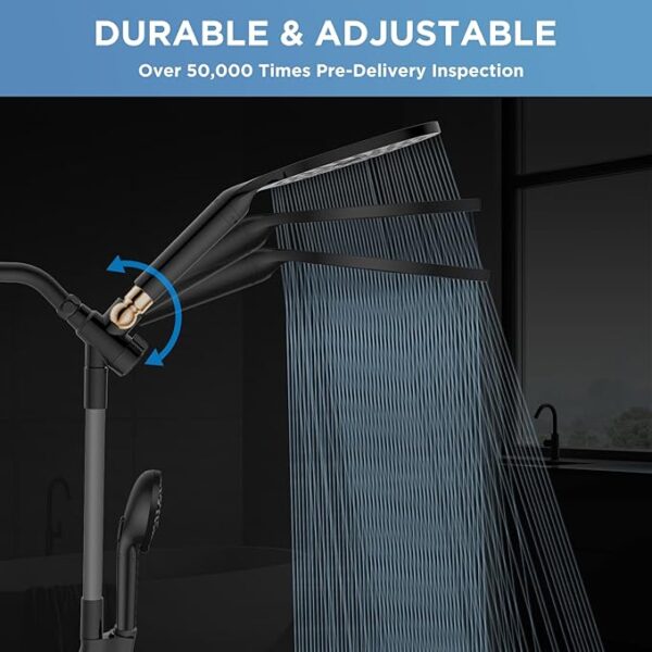 Dual Filtered Rain Shower Head Combo, High Pressure Handheld Shower Head with Adjustable Bar - Rainfall Shower Head And Showerhead with Filter for Hard Water - Removes Chlorine - Image 4