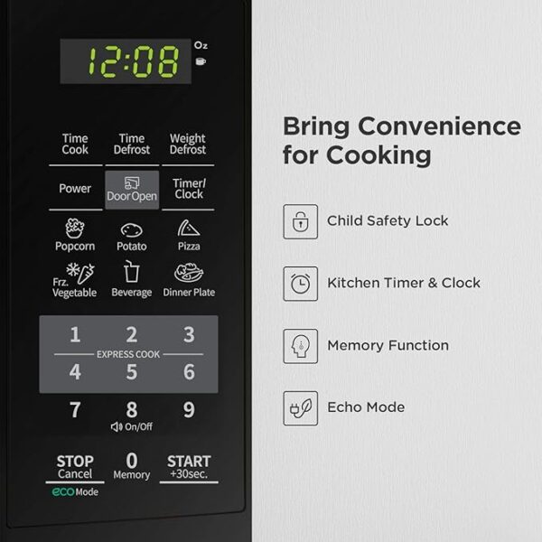 COMFEE EM720CPL-PMB Countertop Microwave Oven with Sound On/Off, ECO Mode and Easy One-Touch Buttons, 0.7 Cu Ft, Black - Image 3