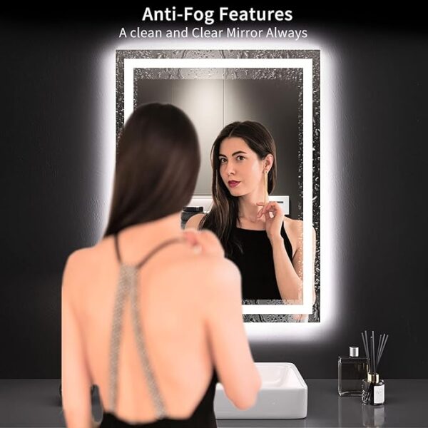 LOAAO 24X32 LED Bathroom Mirror with Lights, Anti-Fog, Dimmable, Backlit + Front Lit, Lighted Bathroom Vanity Mirror for Wall, Memory Function, Tempered Glass, Shatter-Proof, ETL Listed - Image 4
