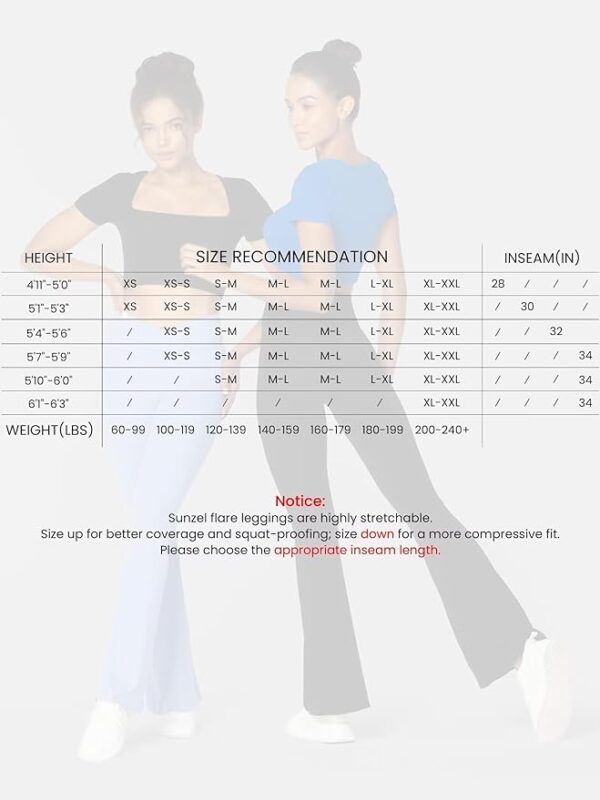 Sunzel Womens Flare Leggings No Front Seam Flare Yoga Pants with Tummy Control Crossover High Waist and Wide Leg - Image 3