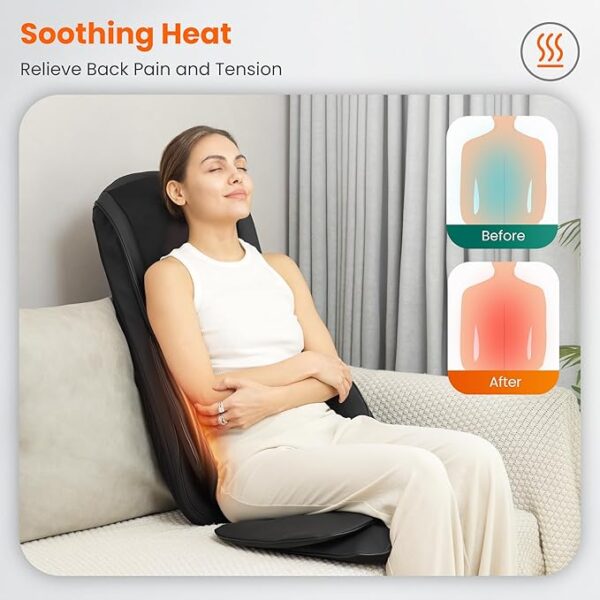 Snailax Shiatsu Neck and Back Massager with Heat, Chair Massager with Compression, Full Body Massage Chair Pad, Seat Massager, Gifts - Image 4