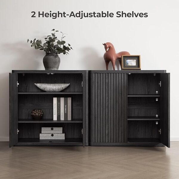 SICOTAS Buffet Cabinet with Storage Sideboard Accent Modern Credenza with Doors & Shelves Fluted 34.6" Tall Media Console Wood Mid Century Coffee Bar Table for Living Room Kitchen Dining Room Hallway - Image 5