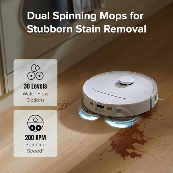 roborock Qrevo S Robot Vacuum and Mop, Self-Drying, Auto Mop Washing, 7000Pa Suction, Self-Emptying & Refilling, 10mm Mop Lifting, 200RPM Spinning Mops, Smart Obstacle Avoidance, White - Image 3
