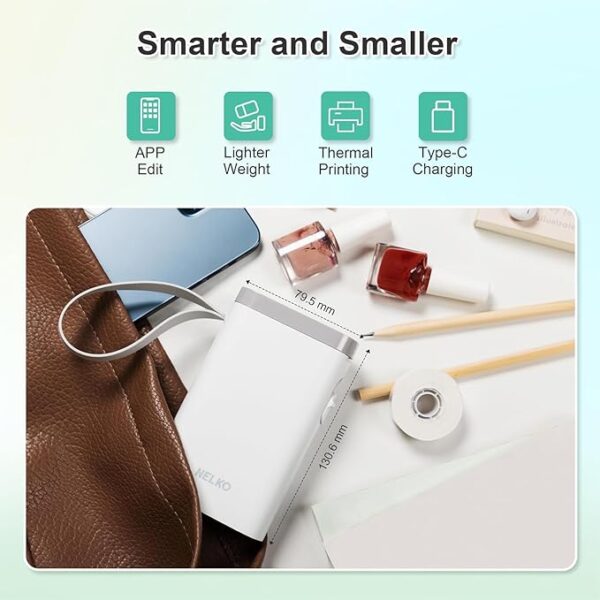 Nelko Label Maker Machine with Tape, P21 Bluetooth Label Printer, Wireless Mini Label Makers with Multiple Templates for Organizing Office Home, White, 1 Pack - Image 3