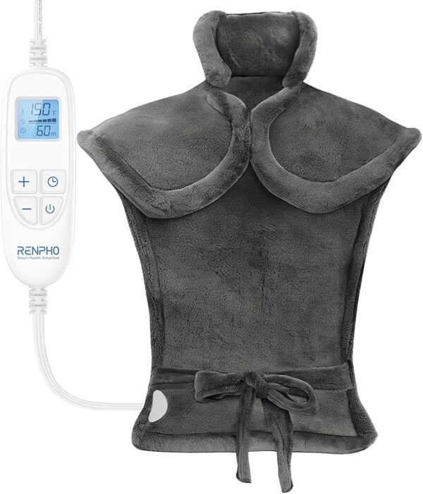 RENPHO Heating Pad for Back Pain Relief, Valentines Day Gifts for Her Him, Birthday Gifts for Women Men Mom, FSA HSA Eligible, Neck and Shoulder Heat Pad, Fast Heating, 24"x33", ETL Certified, Gray