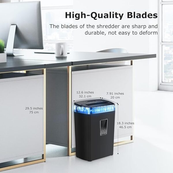 Bonsaii 12-Sheet Cross Cut Paper Shredder, 5.5 Gal Home Office Heavy Duty Shredder for Paper, Credit Card, Mail, Staples, with Transparent Window, High Security Level P-4 (C275-A) - Image 6