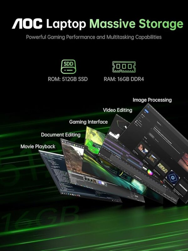 Gaming Laptop with AMD Ryzen 7 5700U Processor(8C/16T, Up to 4.5GHz), 16.1“ FHD Display Laptop Computer with Backlit Keyboard, 16GB RAM 512GB SSD, WiFi 6, HDMI 1.4, USB3.2, Type-C, 53Wh Battery - Image 5