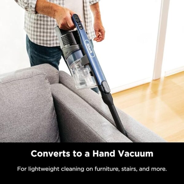 Shark Cordless Vacuum Cleaner with HEPA Filter, Lightweight, Portable, Rechargeable, Powerful Pet Hair Pickup, Removable Handheld, Crevice Tool, Dusting Brush, 50-min Runtime, Blue, IZ363HT - Image 4