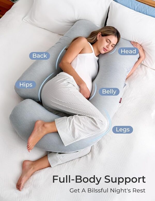 Momcozy Pregnancy Pillows with Cooling Cover, U-Shaped Full Body Maternity Pillow for Side Sleepers 57 Inch - Support for Back, Hip, Belly, Legs for Pregnant Women - Image 6
