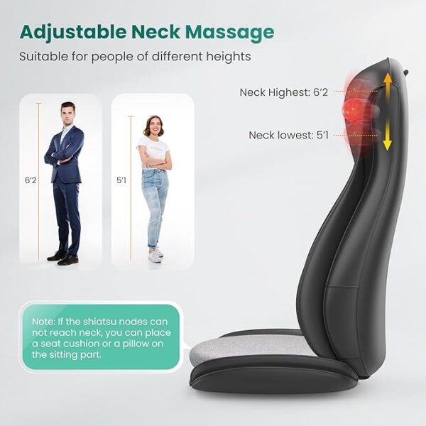 Snailax Shiatsu Neck and Back Massager with Heat, Chair Massager with Compression, Full Body Massage Chair Pad, Seat Massager, Gifts - Image 3