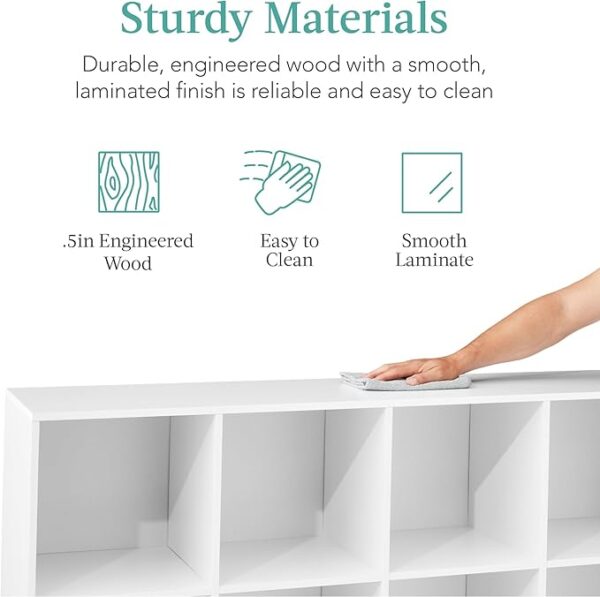 Best Choice Products 8-Cube Storage Organizer, 13.5in Shelf Opening, Bookcase, Display Shelf, Customizable w/ 2 Removable Back Panels – White - Image 5
