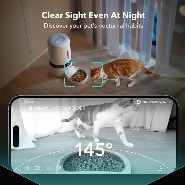 PETLIBRO Automatic Cat Feeder with Camera, 1080P HD Video with Night Vision, 5G WiFi Pet Feeder with 2-Way Audio, Low Food & Blockage Sensor, Motion & Sound Alerts for Cat & Dog Single Tray - Image 4