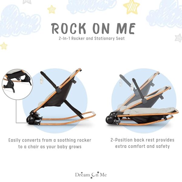 Rock With Me 2-in-1 Baby Rocker and Stationary Seat, Baby Rocker Seat for Infant with Removable Toy Bar, Baby Rocker Chair with Soothing Music & Vibration, 0-6 Months, Upto 20 Lb - Image 3