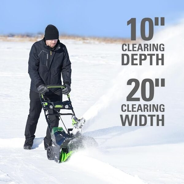Greenworks 80V (75+ Compatible Tools) 20” Brushless Cordless Snow Blower, 2.0Ah Battery and Charger Included - Image 5