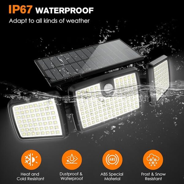 Solar Lights Outdoor, Quick Charge Solar Motion Deck Lights Outdoor for Deck with 232LEDs High Brightness, Larger Built-in Tempered Glass Solar Panel, Sensitive PIR Motion Inductor (Remote,2 Pack) - Image 5