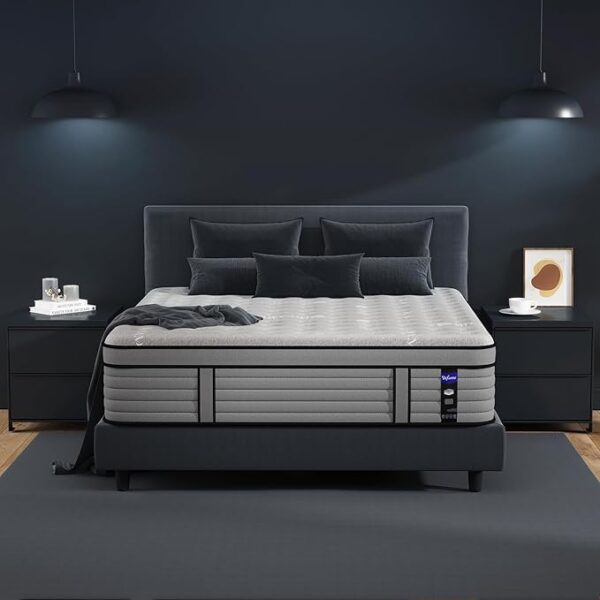 DIFAME Queen Size Mattress, 14 Inch Queen Hybrid Mattress in a Box with Memory Foam, Upgraded Strengthen Individually Pocket Spring for Motion Isolation, Pressure Relief, Edge Support, Medium