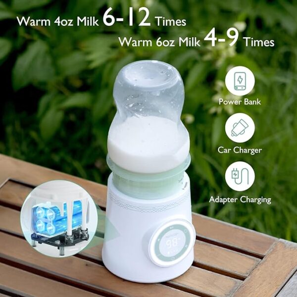 Momcozy Portable Bottle Warmer for Travel, Double Leak-Proof Travel Bottle Warmer with Fast Heating, Safety Material Baby Bottle Warmer for Dr. Brown, Philips Avent, Medela, Tommee Tippee, Comotomo - Image 4