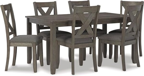 Signature Design by Ashley Caitbrook Rustic 7 Piece Dining Set, Include Table and 6 Chairs, Gray