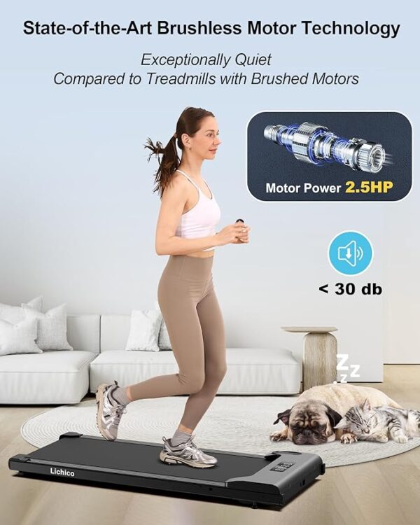 Walking Pad Under Desk Treadmill, Portable Small Treadmills for Home and Office, 2.5HP Super Quiet Brushless Motorized Walking Jogging Running Machine with Remote Control - Image 5