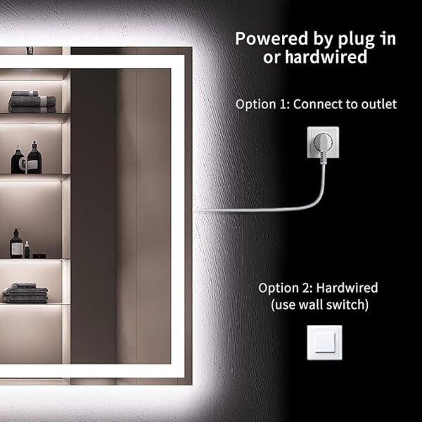 LOAAO 24X32 LED Bathroom Mirror with Lights, Anti-Fog, Dimmable, Backlit + Front Lit, Lighted Bathroom Vanity Mirror for Wall, Memory Function, Tempered Glass, Shatter-Proof, ETL Listed - Image 5