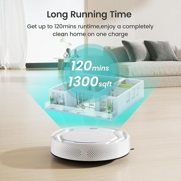 Lefant Robot Vacuum Cleaner, Strong Suction, 120 Mins Runtime, Slim, Low Noise, Automatic Self-Charging, Wi-Fi/App/Alexa Control, Ideal for Pet Hair Hard Floor and Daily Cleaning, M210 - Image 2