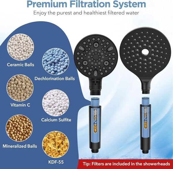 Dual Filtered Rain Shower Head Combo, High Pressure Handheld Shower Head with Adjustable Bar - Rainfall Shower Head And Showerhead with Filter for Hard Water - Removes Chlorine - Image 5