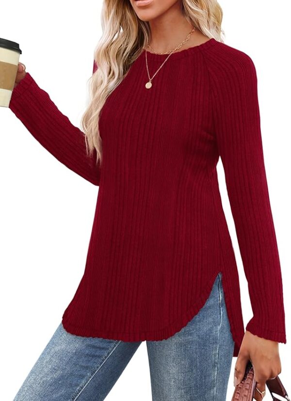 Saloogoe Long Sleeve Shirts for Women Tunic Tops for Women Loose Fit Dressy Crew Neck Pullover Basic Sweaters for Women - Image 4