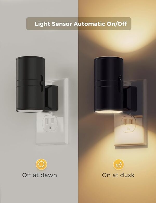 L LOHAS LED Night Light Plug in, Modern Night Lights Plug into Wall, Dusk to Dawn Sensor, Soft White 3000K, 0-100LM Adjustable Brightness, Dimmable Night Lights for Hallway Bedroom Stairway, 2 Pack - Image 3