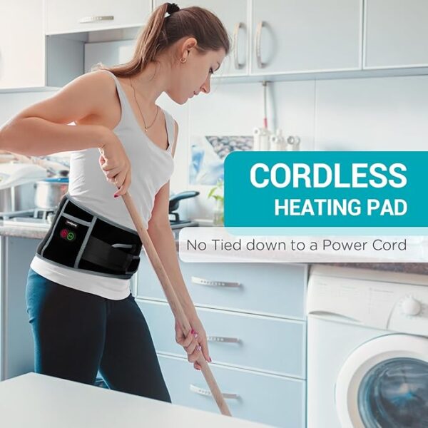 Comfytemp Cordless Heating Pad with Massager for Back Pain Relief, Portable Lower Back Massager FSA HSA Eligible, Wearable Heating Pads for Cramps with 3 Heat, Auto-Off, Birthday Gifts for Mom Dad 58" - Image 3