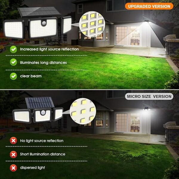 Solar Lights Outdoor, Quick Charge Solar Motion Deck Lights Outdoor for Deck with 232LEDs High Brightness, Larger Built-in Tempered Glass Solar Panel, Sensitive PIR Motion Inductor (Remote,2 Pack) - Image 6