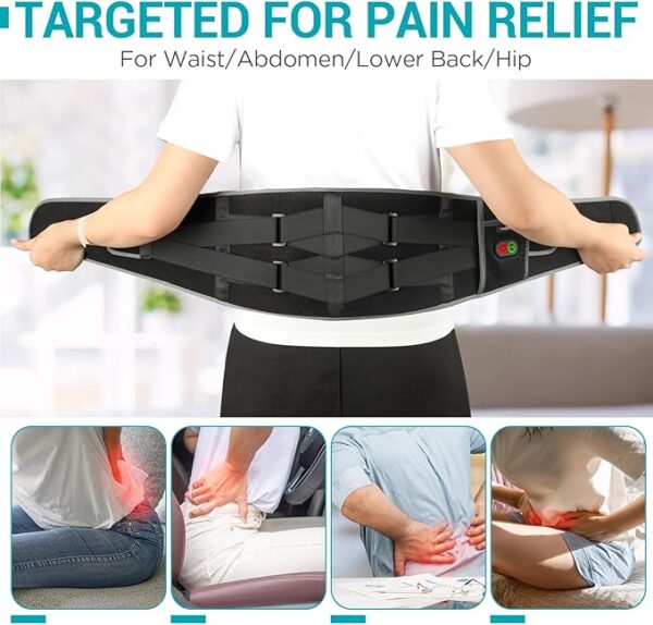 Comfytemp Cordless Heating Pad with Massager for Back Pain Relief, Portable Lower Back Massager FSA HSA Eligible, Wearable Heating Pads for Cramps with 3 Heat, Auto-Off, Birthday Gifts for Mom Dad 58" - Image 2