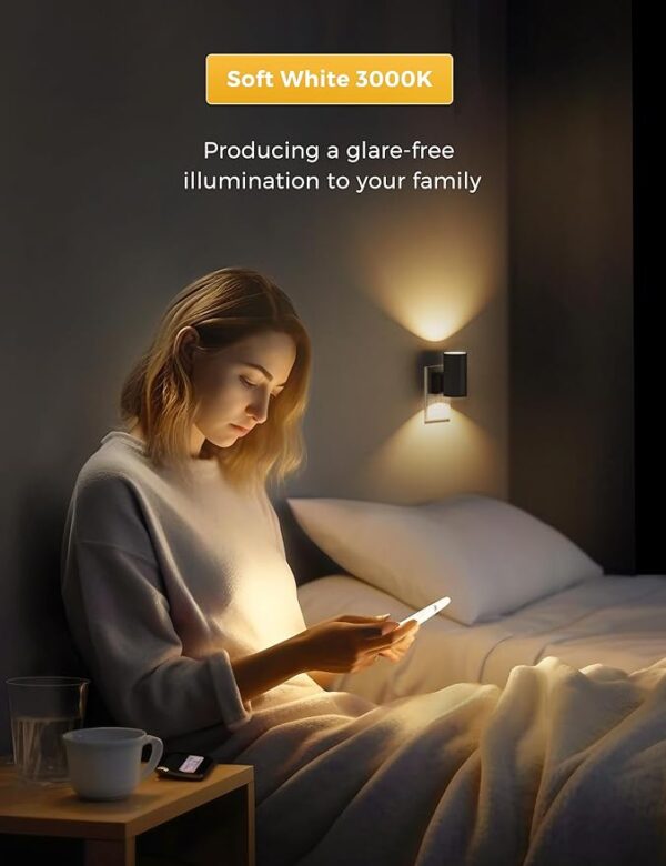 L LOHAS LED Night Light Plug in, Modern Night Lights Plug into Wall, Dusk to Dawn Sensor, Soft White 3000K, 0-100LM Adjustable Brightness, Dimmable Night Lights for Hallway Bedroom Stairway, 2 Pack - Image 5