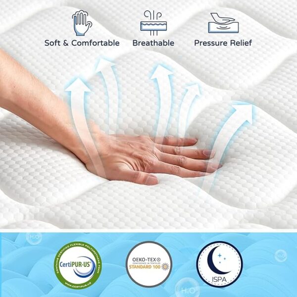 King Size Mattress 14 Inch - Upgrade Strengthen, Memory Foam Hybrid Mattress with Motion Isolation and Pressure Relief, Strong Edge Support, Pocket Spring King Size Mattress in a Box, Medium - Image 6