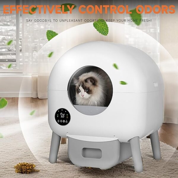 Self Cleaning Litter Box, Automatic Cat Litter Box with APP Control, Multi-Cat Compatible,1 Roll of Garbage Bags and Mat,white2.0X - Image 2
