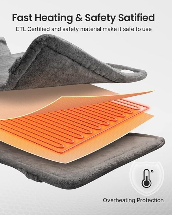 RENPHO Heating Pad for Back Pain Relief, Valentines Day Gifts for Her Him, Birthday Gifts for Women Men Mom, FSA HSA Eligible, Neck and Shoulder Heat Pad, Fast Heating, 24"x33", ETL Certified, Gray - Image 5