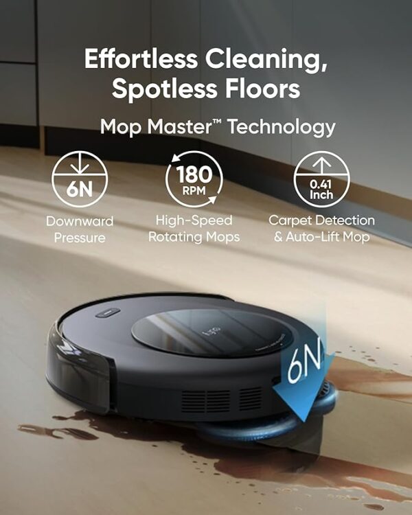 eufy Robot Vacuum Omni C20, Robot Vacuum and Mop Combo, Self Emptying, Auto Mop Washing and Auto Drying for Hands-free Cleaning, 7000 Pa Powerful Suction, 3.35-Inch Ultra-Slim Body, All-in-One Station - Image 3