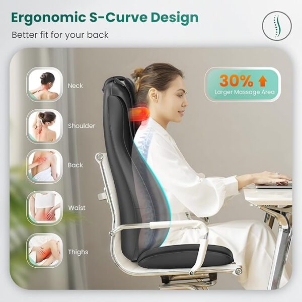 Snailax Shiatsu Neck and Back Massager with Heat, Chair Massager with Compression, Full Body Massage Chair Pad, Seat Massager, Gifts - Image 7