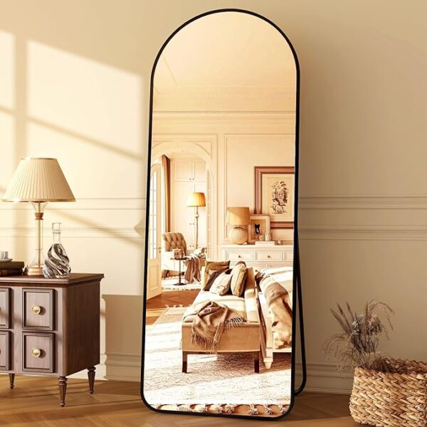 HARRITPURE 64"x21" Arched Full Length Mirror Floor Mirrors with Aluminum Alloy Frame Free-Standing Wall Mounted or Leaning Large Bedroom Dressing Mirror Modern & Contemporary Decor for Home,Black - Image 2