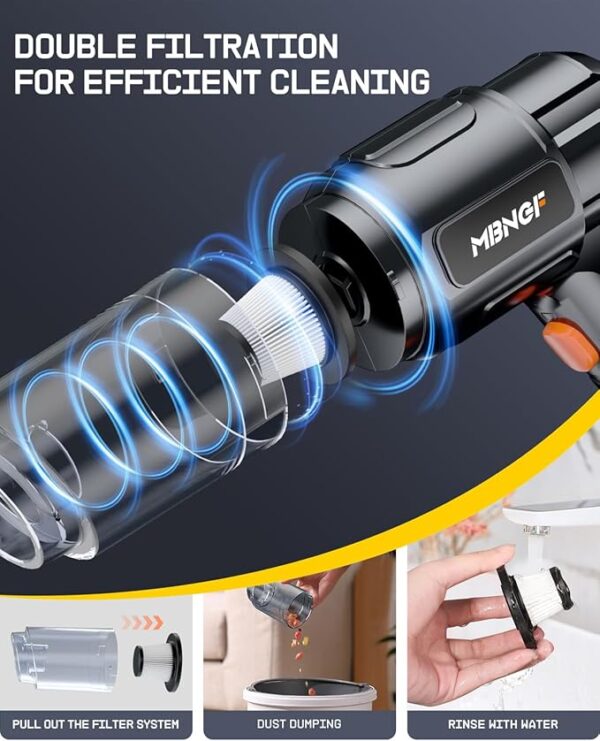 Car Vacuum Portable Cordless, 35000PA High Power Suction & Blower, Wireless Handheld Vacuum Cleaner for Car, Home, Office, Pet(Starburst Black) - Image 7