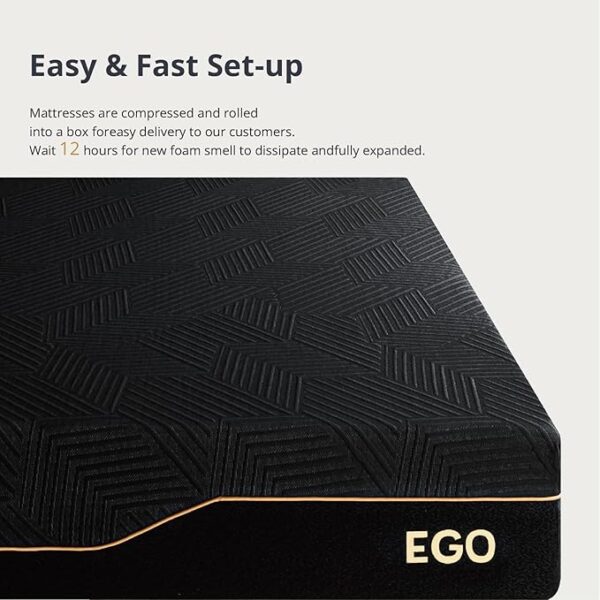EGOHOME 14 Inch King Size Memory Foam Mattress for Back Pain, Cooling Gel Mattress Bed in a Box, Made in USA, CertiPUR-US Certified, Therapeutic Medium Mattress, 76x80x14 Black - Image 2