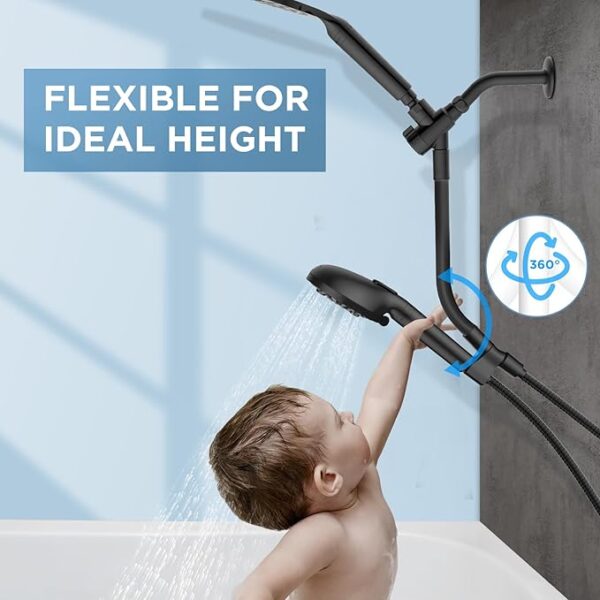 Dual Filtered Rain Shower Head Combo, High Pressure Handheld Shower Head with Adjustable Bar - Rainfall Shower Head And Showerhead with Filter for Hard Water - Removes Chlorine - Image 3