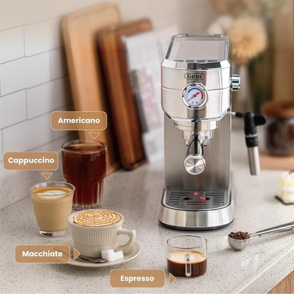 Gevi Espresso Machine 20 Bar with Auto Milk Frother, Professional Expresso Coffee Machines for Home, Compact Cappuccino & Latte Machine, Stainless Steel, Gift for Coffee Lover, Home Baristas - Image 6