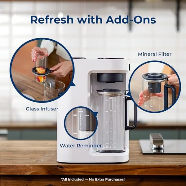 Bluevua RO100ROPOT-Lite(UV) Reverse Osmosis System Countertop Water Filter, 7-Stage Purification with UV and Remineralization, TDS & Filter Life Monitoring, Portable Water Purifier, White - Image 3