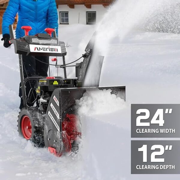 24-Inch 212cc Two-Stage Snow Blower Gas Powered with Electric Start, Self-Propelled Drive, LED Headlight, 13" Snow Tires - Image 2
