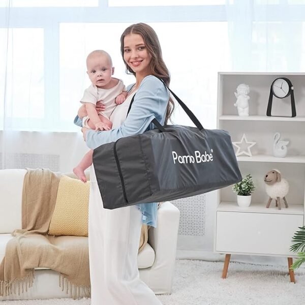 Pamo Babe Deluxe Nursery Center Portable Playpen Foldable Playard for Baby and Toddler Mattress, Changing Table for Newborn(Black) - Image 6