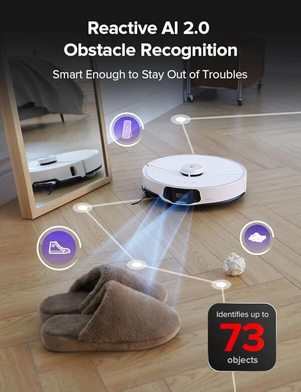 roborock S8 MaxV Ultra Robot Vacuum & Sonic Mop, 10000 Pa Suction, Corner to Edge Deep Cleaning, Hot Air Self-Drying, Auto Empty & Refill, Detergent Dispenser, Obstacle Avoidance,White - Image 4